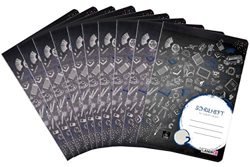 Preisvergleich Produktbild Landre Schulheft A4, Lineatur 2, 32 Blatt, schwarz, 10er Pack