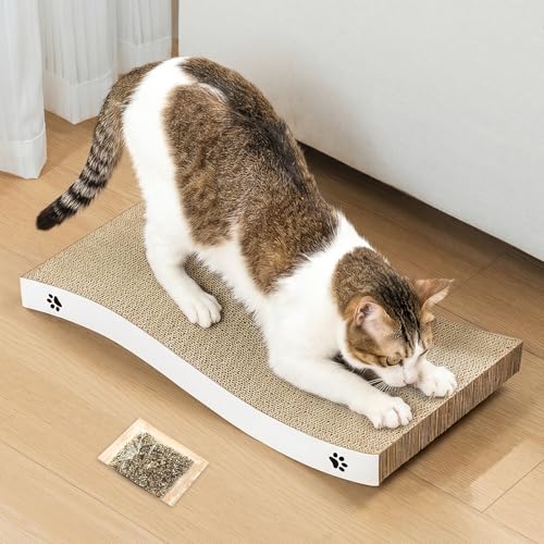 Cat-Scratcher-Durable-Scratch-Pad-Corrugated-Cardboard-Scratching-Board-for-Indoor-Cats-Heavy-Duty-Double-Sided-Usability-Recyclable-with-Catnip-Medium-1-Pack Cat Scratcher, Durable Scratch Pad, Corrugated Cardboard Scratching Board for Indoor Cats, Heavy Duty, Double-Sided Usability, Recyclable, with Catnip, Medium, 1 Pack - Image 1