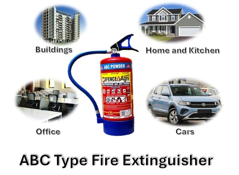 Image of ABC Powder Type 4 Kg Fire Extinguisher (Red) | ISI Certified | Suitable for Home, Office, Car, Kitchen, Shops & Industrial Use