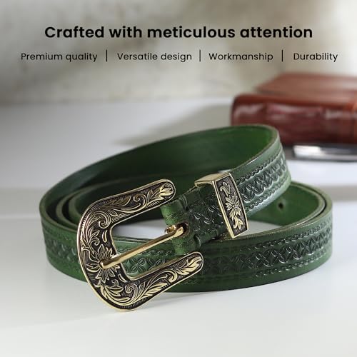 Image of 25mm Genuine Leather Waist Belt for Women - Fancy Vintage Buckle Belt For Jeans | Stylish Adjustable Party Belt For Ladies /Girls /Women | Waist Size 28-44 Inches