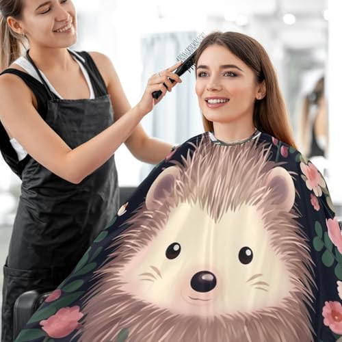 Capa profesional impermeable para cortar cabello Cute Hedgehog con cierre ajustable de broche para peluquería y estilismo miniatura 7