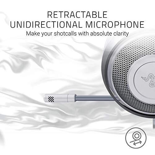 Razer Kraken - Cross-Platform Wired Gaming Headset For Pc, Ps4, Xbox One & Switch, 50Mm Diaphragm, 3.5Mm Cable With Inline Controls - White #TOP2