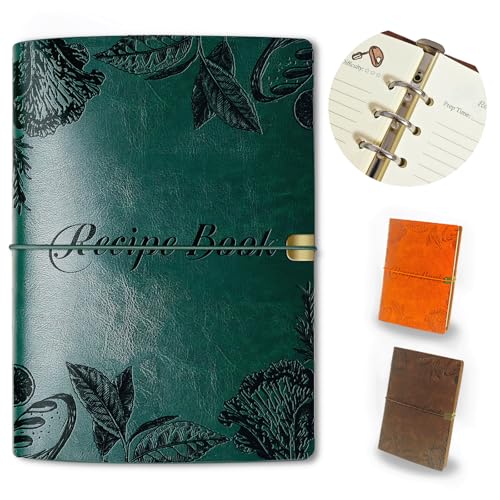 Image of Blank Recipe Book to Write in Your Own Recipes, Leather Cookbook