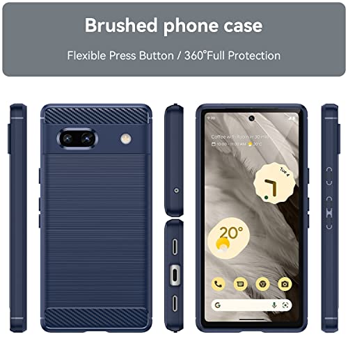 Image of Hybrid Carbon Fiber Back Case for Google Pixel 7a (Blue)