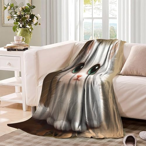 Couverture microfibre chaude chat adieu nuits froides plaid léger lit