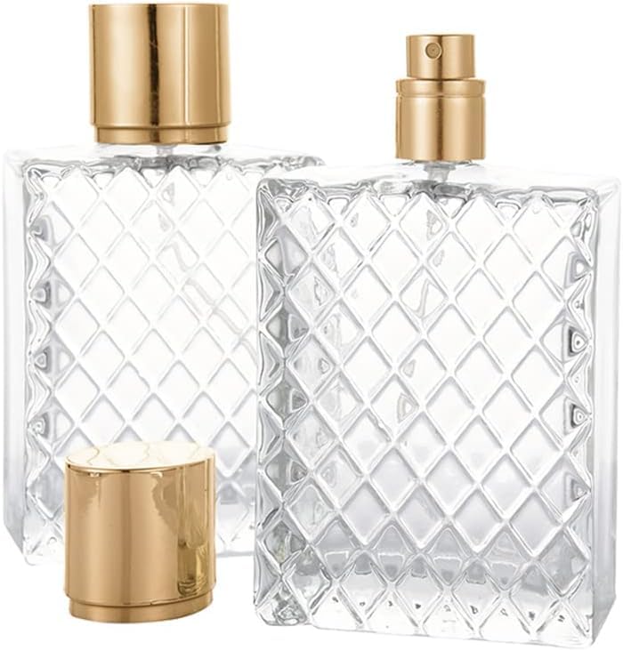 Hunky Dory 2pcs 50ml Empty Clear Glass Delicated Perfume Decant Spray Bottles with Metal Pump and Cap For DIY Perfume,Rose Water, Travel Use-image-46
