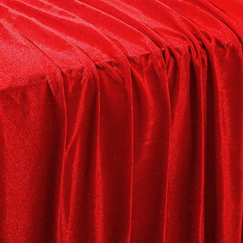 Velvet Fabric by The Yard 1.1 Yard 63 Inches Wide Soft Stretch Fabric Luxurious Velvet Cloth for DIY Sewing Craft Upholstery Sofa Chair Cover Costume Curtain(Red 1.1Yard)