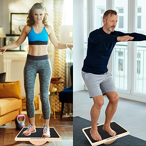 PACEARTH-Professional-Wooden-Balance-Board-for-Balance-Training-with-Inflated-Stability-Wobble-Cushion