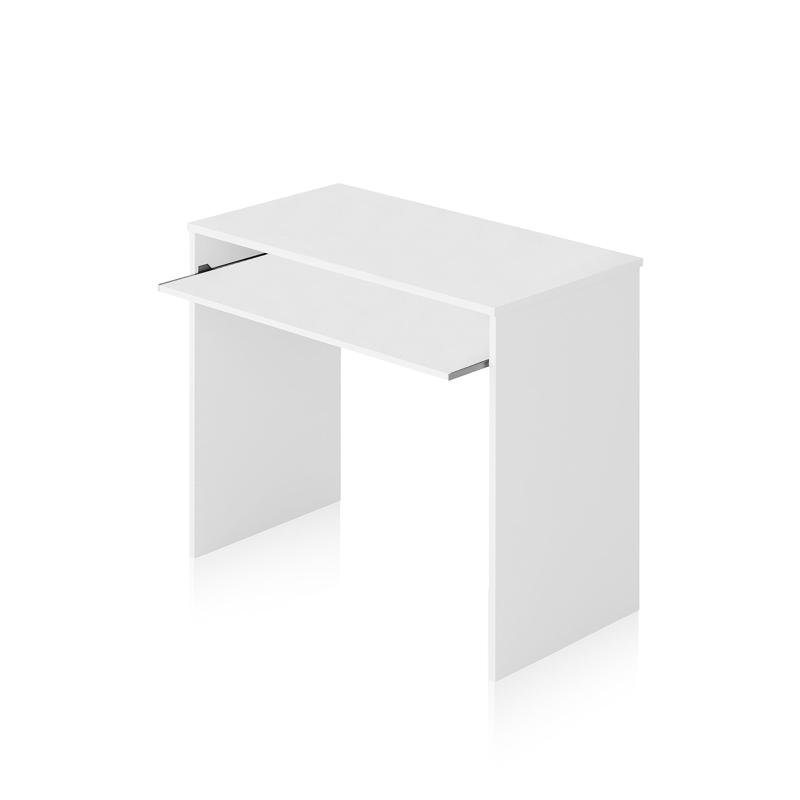duehome | Mesa de Ordenador con Bandeja extraíble, Mesa Escritorio Juvenil, Modelo Smile, Color Blanco Artik, Medidas: 90 cm (Ancho) x 54 cm (Fondo) x 79 cm (Alto)