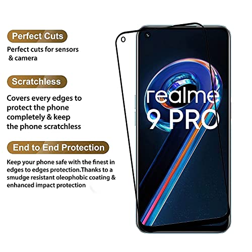 Image of Screen Protector for realme 9 Pro 5G (Black) Tempered Glass Edge-to-Edge 6D Screen Guard With Installation Kit
