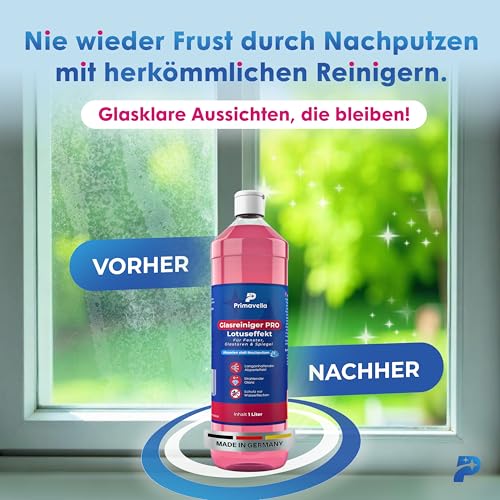 Primavella Glasreiniger Pro mit Lotuseffekt – Fensterreiniger Konzentrat für strahlendes Glas – Reinigung...
