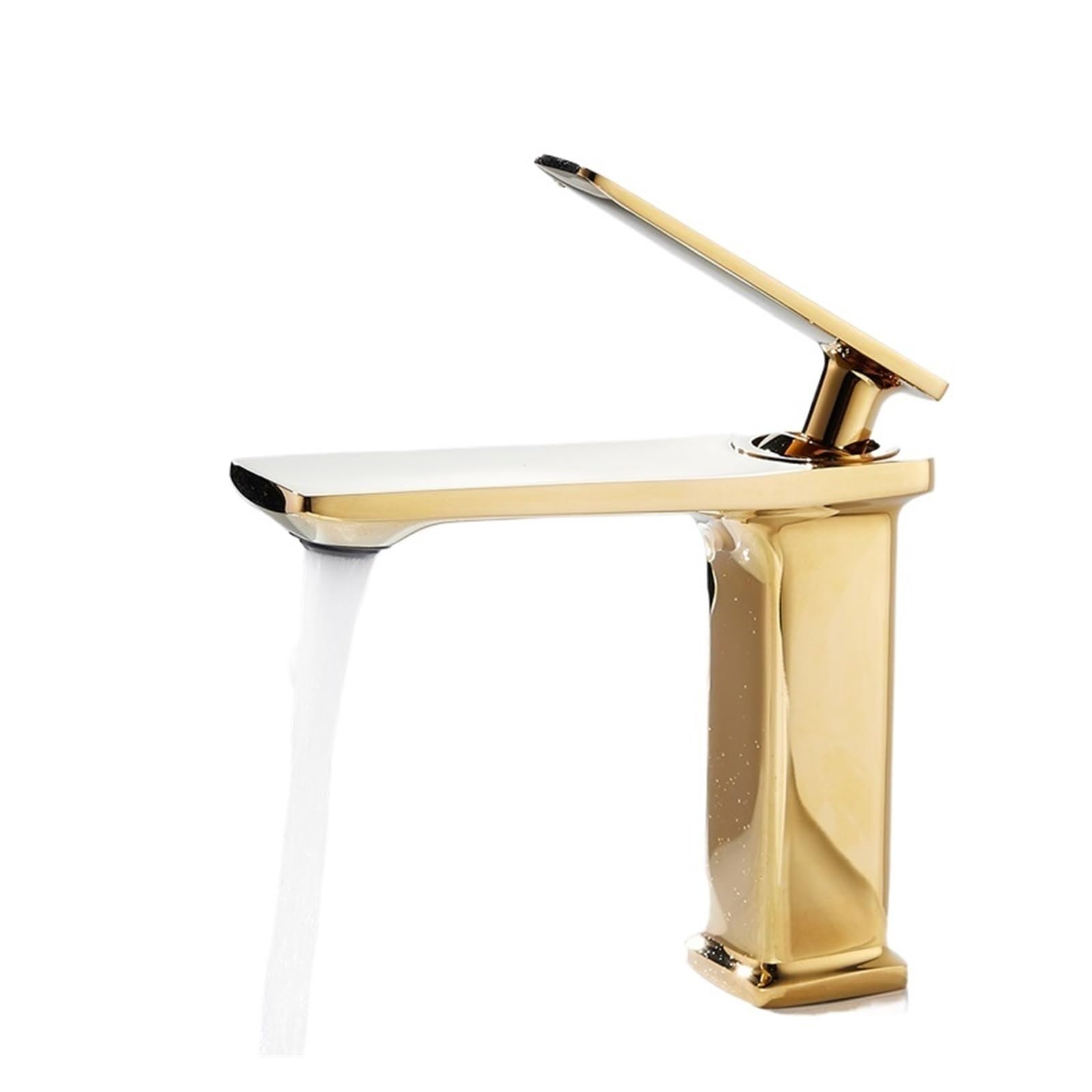 Soywim Golden Black Bathroom Brass Basin Faucet, Hot Cold Water Sink Mixer Tap, Deck Mounted Faucets Single Hole Kitchen Tapware,High-Pressure Resistant(Golden)