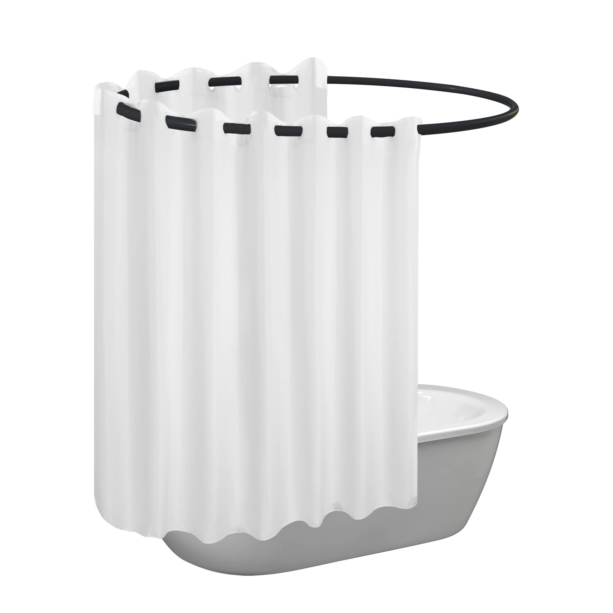 No Hook Extra Wide Shower Curtain or Liner Soft Microfiber - 108" Wide Fabric Shower Curtain Liner Set, Machine Washable & Water Repellent, White, 108x74