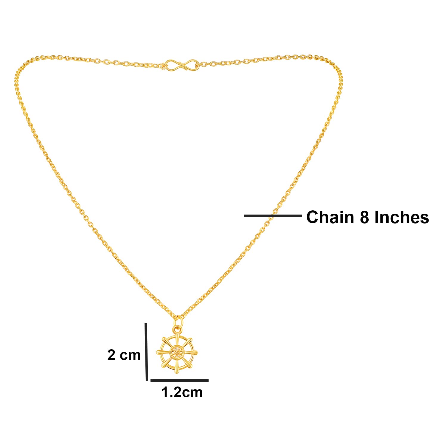Gold Plated Wheel Pendant Necklace with Chain