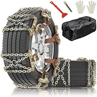 Snow Chains for Car, Emergency Tire Chains, Universal Anti Slip Snow Chains for SUV, Trucks, RV of Tire Width 215mm-285 mm (8.5-11.2 inch), Adjustable Lock for Ice, Snow, Mud, Sand (6 Pack)