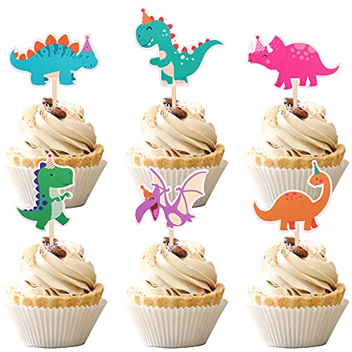 48 Pcs Assembled Dinosaur Cupcake Toppers Baby Dinosaur Cupcake Picks Dino Theme Baby Shower Kids Birthday Party Cake Decorations Supplies #TOP6