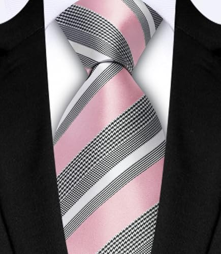 Image of GUSLESON Men's 5-pc Striped Tie Gift Set - Jacquard Necktie, Pocket Square, Cufflinks, Lapel Pin, Tie Clip - Wedding Formal Gifts