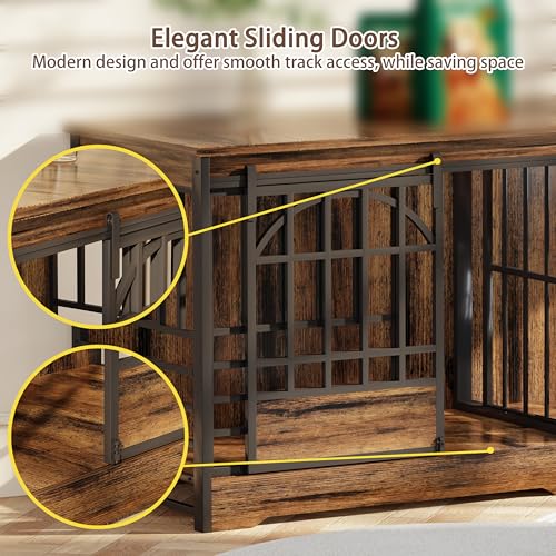 78-Inch-Double-Dog-Crate-Furniture-Extra-Large-Dog-Kennel-Indoor-with-Divider-Heavy-Duty-Dog-Cage-for-2-Dogs-Decorative-Wooden-Dog-House-Decorative-Table-TV-Stand-Pet-House-for-XLarge-Dogs
