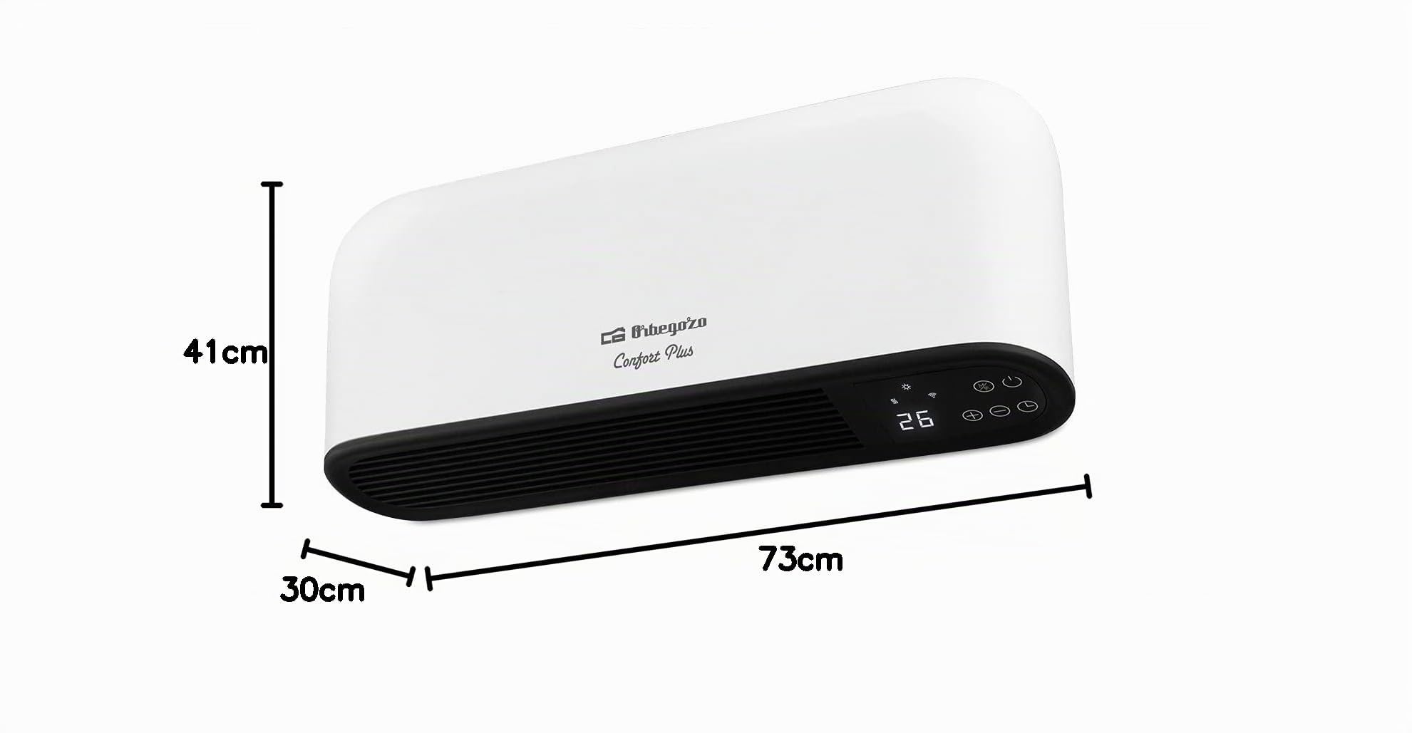 Orbegozo SPW 8000 Calefactor de Baño WiFi, 2000W, 2 Niveles de Calor, Elementos ceramicos PTC, Función Ventilador, Termostato Digital, 45.1x9.8x19.6cm, Montaje en Pared