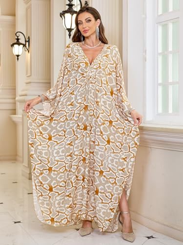 Image of KEYLORTING Plus Size Kaftan Dress Women, African Moo Moo Print Caftan, Batwing Dress, Beach Cover Up for Party and Loungewear