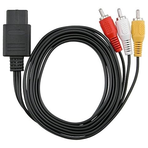 AV Composite Cable for Nintendo 64(black),Black Av Cable for Gamecube, N64, Snes - 6ft Long V Cover