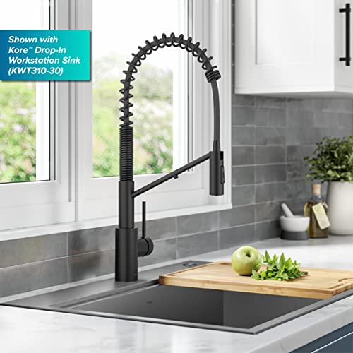 Image of KRAUS Oletto 2-in-1 Commercial Style Pull-Down Single Handle Water Filter Kitchen Faucet for Reverse Osmosis or Water Filtration System in Matte Black, KFF-2631MB