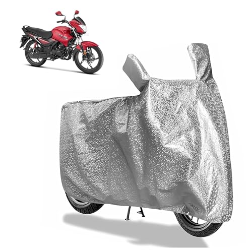 Image of Sulfar Bike Cover for Hero MotoCorp Glamour (125 Xtec) | Waterproof, Dustproof & UV Protected | All Weather Two Wheeler Cover (Silver) New 2026 Variants