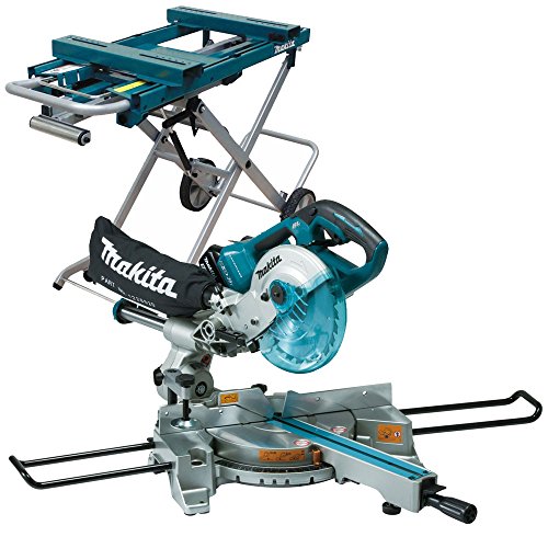 Image of Makita DLS714Z Twin 18V LXT Slide Compound Mitre Saw Bare Unit with Stand DEAWST05