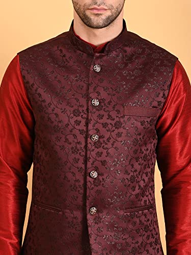 Image of Uri and MacKenzie Men's Silk Blend Kurta Pajama with Designer Ethnic Nehru Jacket /Modi Jacket