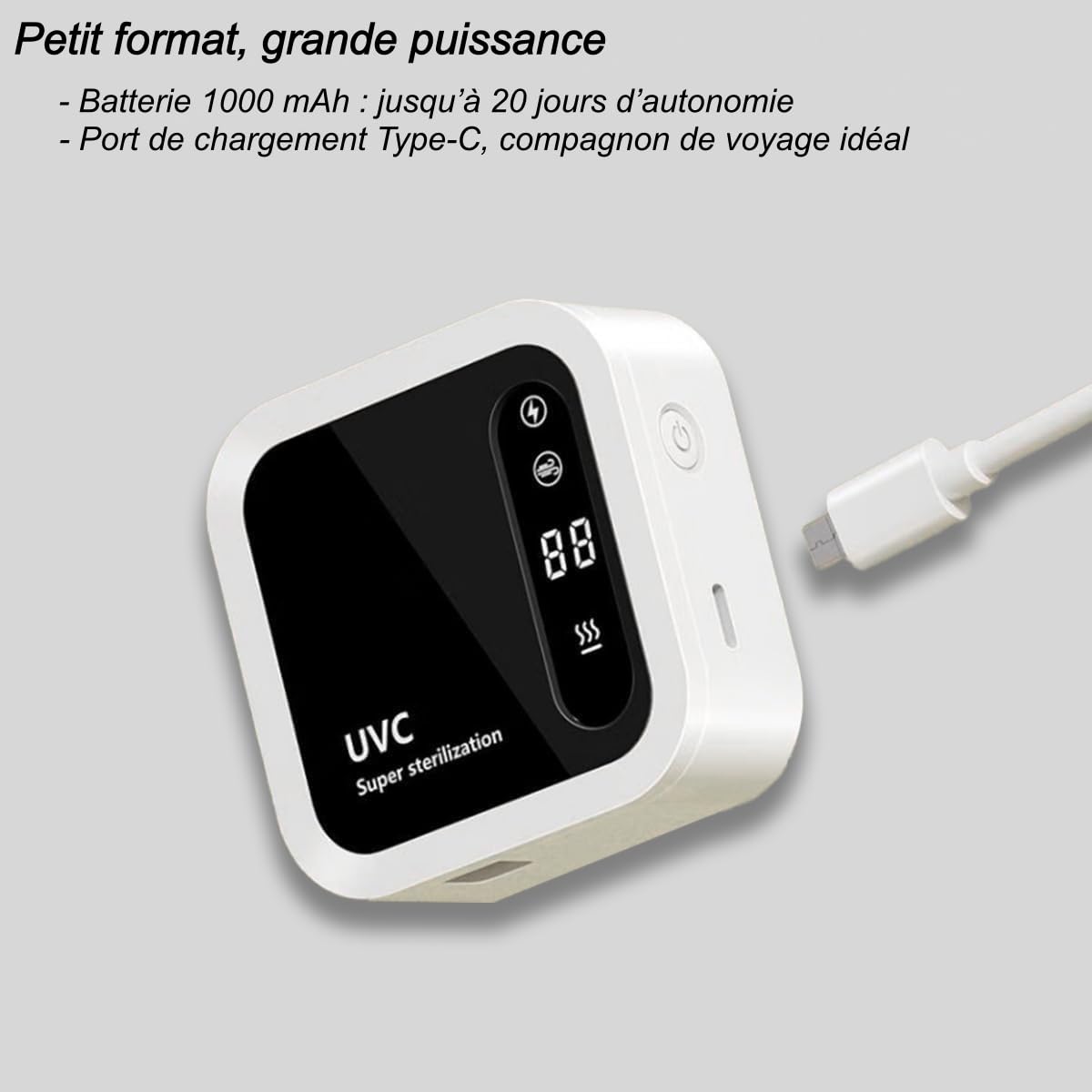 Stérilisateur de Brosse à Dents UV 2 en 1,Séchage Automatique 99,9% Anti-Bactérien,Support Mural sans Perçage, Portable à Bas Bruit, Batterie 1000mAh,Hygiène Bucco-Dentaire Salle de Bain (Blanc)