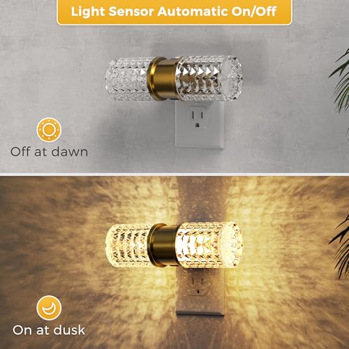 Image of L LOHAS LED Night Light, Night Lights Plug into Wall, 2 Pack 10-Color RGB Change Nightlights,10 /50 /100LM Adjustable Automatic Nightlights Plug in with Dusk to Dawn Sensor for Room Bathroom Hallway