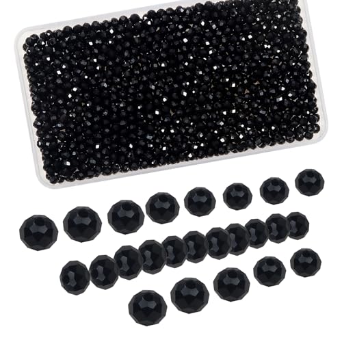 TOAOB 1000 Piezas 4 mm Cuentas de Cristal Facetado Checas Negro
