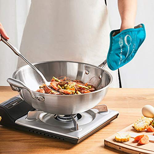 Arcliber Pot Holders With Pockets,Heat Resistant Hot Pads Of Silicone,Non-Slip Grip Potholders With Terrycloth Lining,2 Pieces Of Blue #TOP6