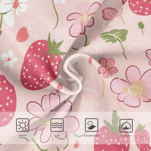 Wusikd Cute Pink Strawberry Girls' Underwear Cotton Floral Girls Briefs Soft Toddler Underwear 2T3