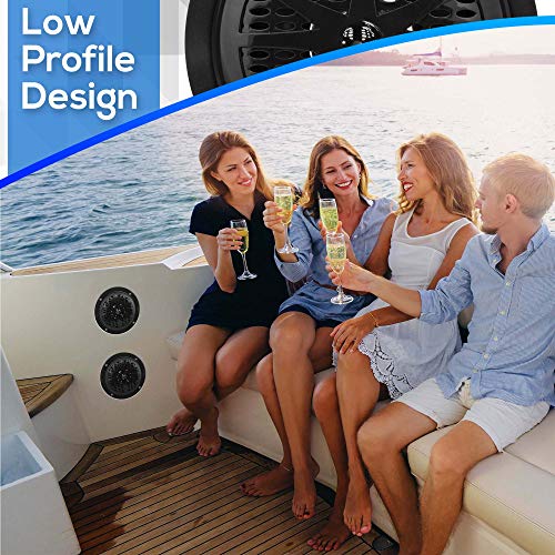 Image of Pyle 4 Inch Dual Marine Speakers - Waterproof and Weather Resistant Outdoor Audio Stereo Sound System with Polypropylene Cone, Cloth Surround and Low Profile Design -1 Pair-PLMR41B(Black) (Pack of 12)
