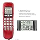 Multifunktionales Wandtelefon mit LCD Display, Kabelgebundenes Festnetztelefon für Zuhause und Büro, Telefon ID für Anrufererkennung (Rot)