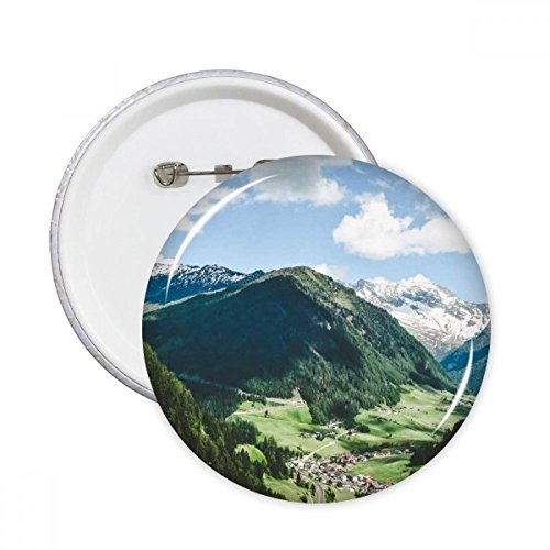 Broches rondes nuages et ciel bleu Mountain City badge de décoration vêtements 5 pcs L