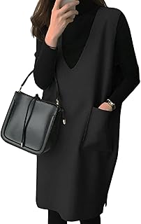 [ドアーズ] ジャンパースカート レディース ワンピース 重ね着 チュニック Vネック 秋 冬 春 体型カバー おおきめ aライン 膝丈 M～XL D03