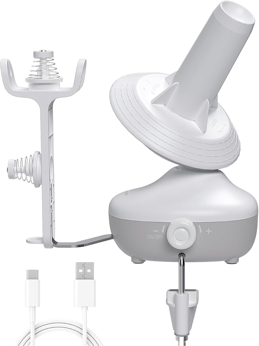 Yarn Winder, Electric Yarn Ball Winder for Crocheting, Compact Yarn Cake Winder with Strong Tension Stepless Speed, Automatic Yarn Spinner Wool Winder, Ideal Helper for Knitting Lovers(White)