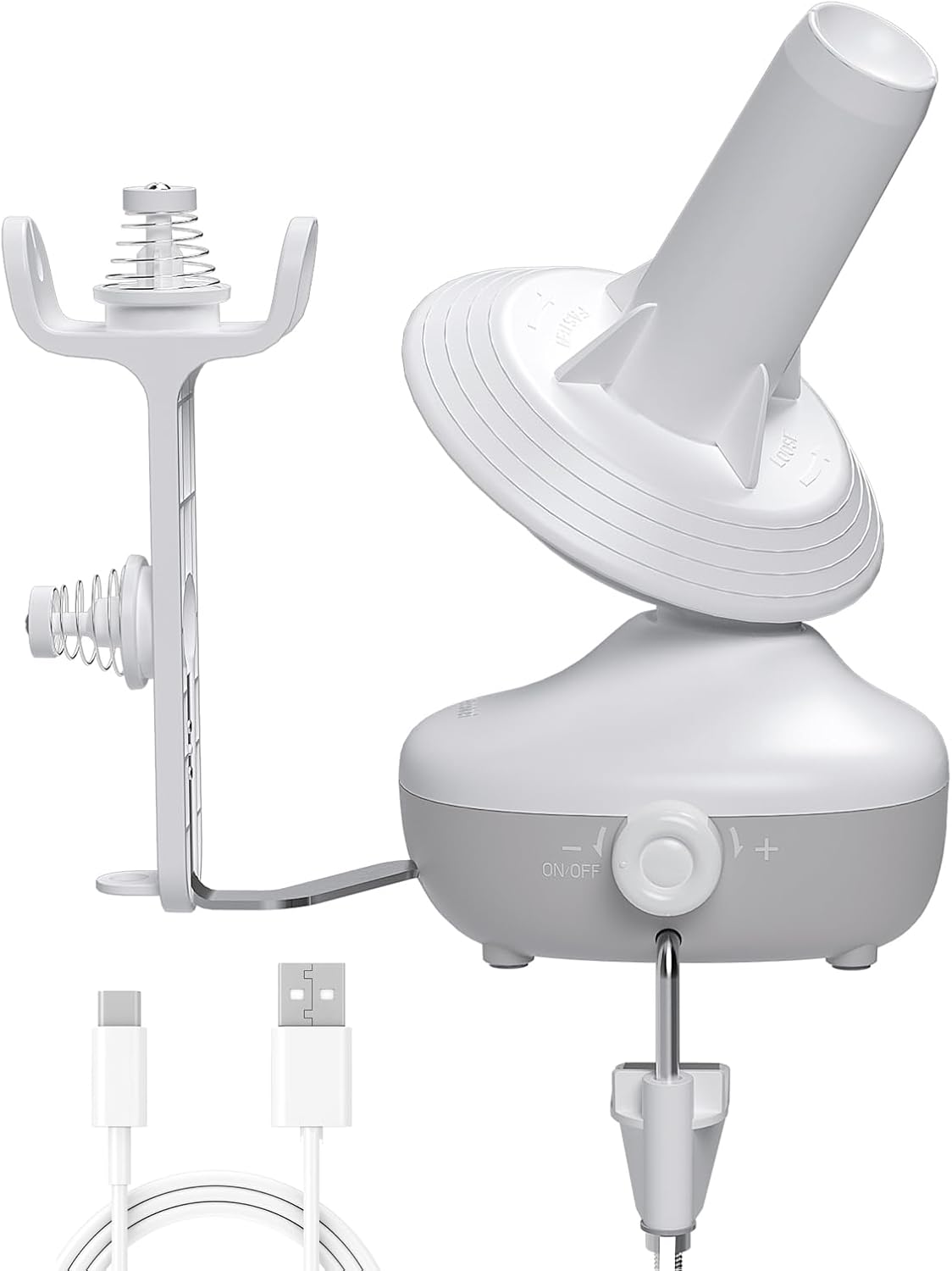 Yarn Winder, Electric Yarn Ball Winder for Crocheting, Compact Yarn Cake Winder with Strong Tension Stepless Speed, Automatic Yarn Spinner Wool Winder, Ideal Helper for Knitting Lovers(White)