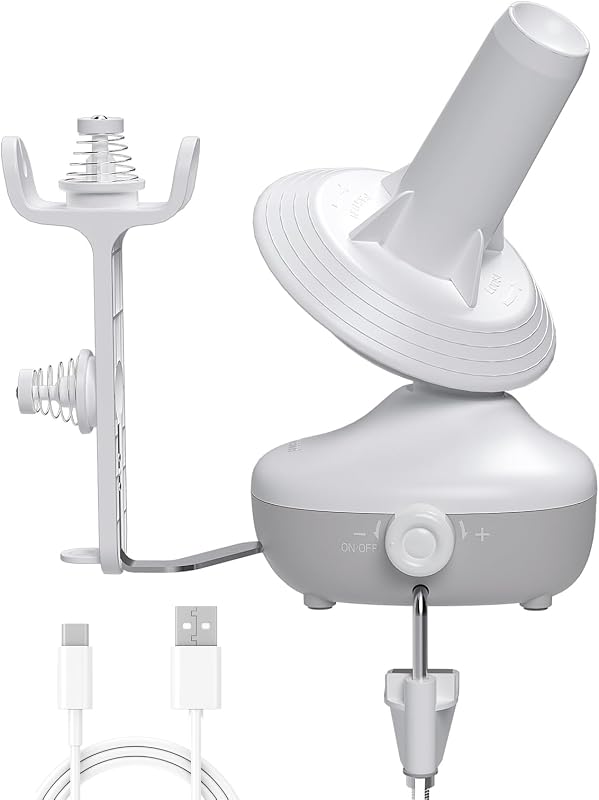 Yarn Winder Electric, Auto Compact Cake Winding for Knitting Lovers | Perfect Yarn Organizer with Strong Tension & Adjustable Speed, Efficient Large Capacity Yarn Ball Spinner for Crafters, White