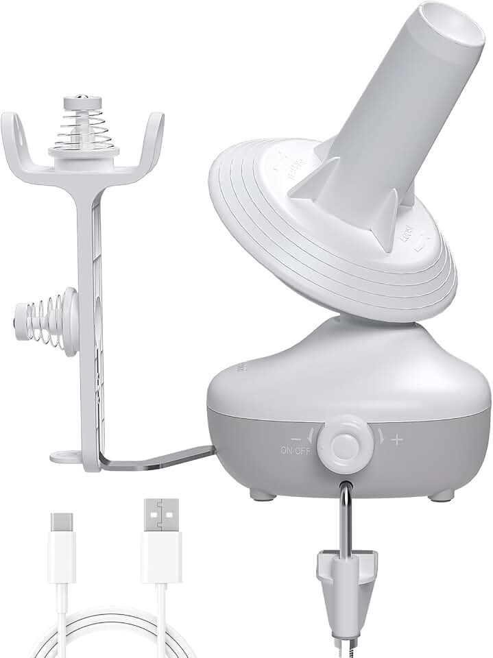 Yarn Winder, Electric Yarn Ball Winder for Crocheting, Compact Yarn Cake Winder with Strong Tension Stepless Speed, Automatic Yarn Spinner Wool Winder, Ideal Helper for Knitting Lovers(White)