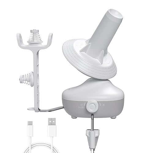 Etcokei Yarn Winder, Electric Yarn Ball Winder for Crocheting, Compact Yarn Cake Winder with Strong Tension Stepless Speed, Automatic Yarn Spinner Wool Winder, Ideal Helper for Knitting Lovers(White) - White