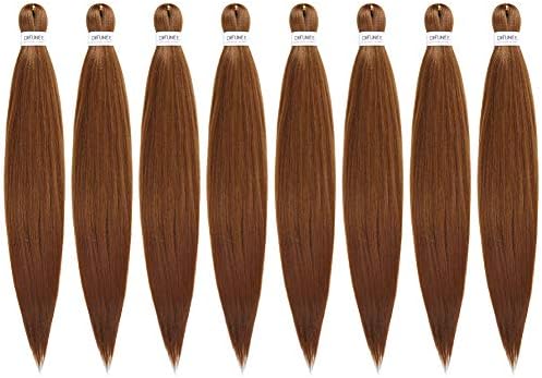 Braiding Hair Pre Stretched Braiding Hair 24 Inch 8 Packs Braiding Hair Pre Stretched Hair For Braiding Hot Water Setting Soft Synthetic Braiding Hair Extension For Twist（#30)