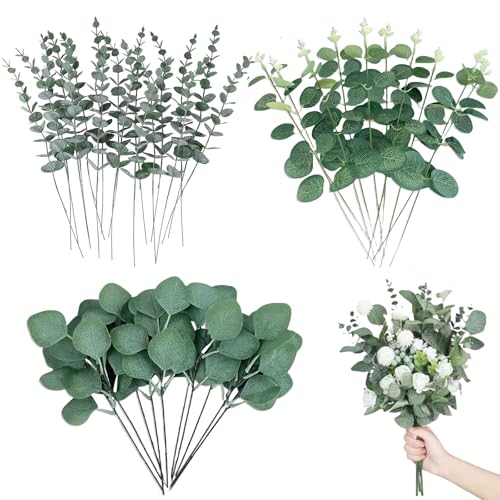 Eucalyptus Artificiel Eucalyptus Fleurs Séchées Feuillage Artificiel D'Eucalyptus Artificielles Branche Decorative Bois,pour Maison et Table Noël...