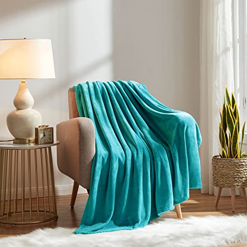 KMUSET Fleece Blanket Throw - Teal, Lightweight, Super Soft, Cozy Luxury Bed Blanket