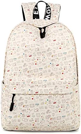 VOLINER College Laptop Backpack Waterproof Daypack Women Durable Bookbag Beige