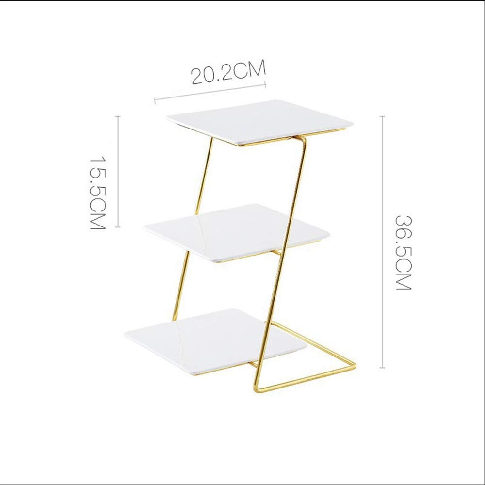 Soporte de cerámica para Tartas, de Tres Niveles, para postres, Ideal para cumpleaños, Bodas, Fiestas, Pasteles, Comida y postres de Frutas (Blanco, Talla única)