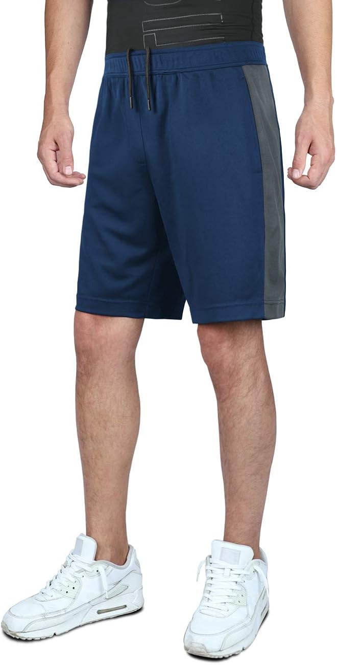 DiShang Men's Performance Basketball Shorts Active Athletic Lightweight Workout Gym Shorts with Side Pockets Mesh Design