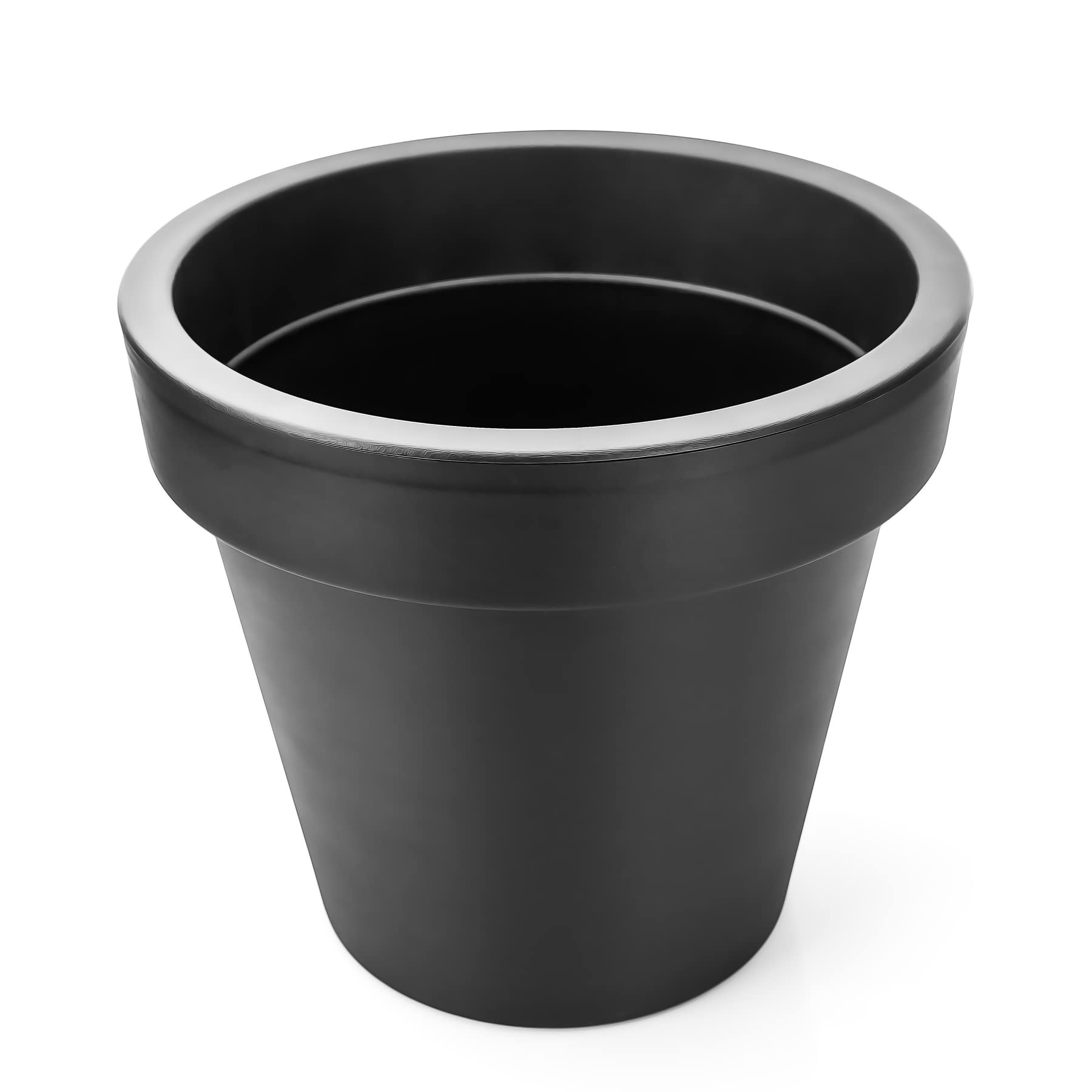 BigDean 2X Blumentopf XXL ø 60 cm Classic anthrazit + 360 Grad Rollen | wiederverschließbarer Wasserablauf - wetterfester Kunststoff - Pflanzkübel groß Außen & Innen geeignet